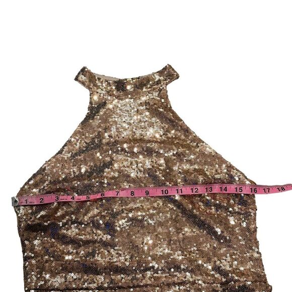 Wink Gal Rose Gold Sequin Halter Dress - Size Large - Picture 12 of 16